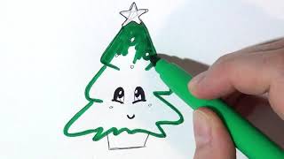 Kako se crta novogodišnja jelka  How to Draw Christmas Tree [upl. by Annairt]