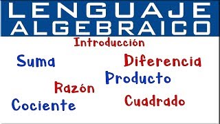 Lenguaje algebraico  Introducción [upl. by Hgieleak]