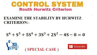 16 Routh Hurwitz Criterion in Control System Example [upl. by Nylear991]