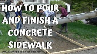 CONCRETE SIDEWALK  FORMING POURING AND FINISHING [upl. by Tsnre485]