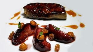 2 Michelin starred chef Olivier Limousins Foie Gras with Peaches and Hazelnuts [upl. by Nylcsoj]