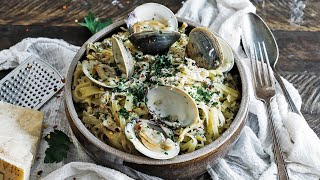 Linguine with Clam Sauce Recipe Pasta Alle Vongole [upl. by Emilee501]