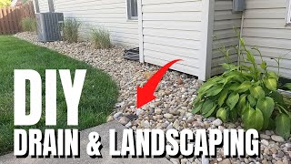 DIY French Drain amp Landscaping  River Rock  Yard Drainage Solution [upl. by Divaj]