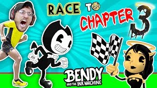 BENDY vs ME Race to Chapter 3 IRL Gaming Play Date Part 2 FGTEEV Bendy amp The Ink Machine Skit [upl. by Nyraf]