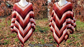 Easy Crochet Poncho  Crochet Herringbone Stitch  Bagoday Crochet Tutorial [upl. by Bowman]