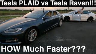 2021 Tesla Plaid vs 2019 Tesla Raven Model S Ludicrous THREE 14 mile Drag Races with Timeslips [upl. by Irreg563]