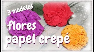 FLORES DE PAPEL CREPE SENCILLAS 3 MODELOS  paso a paso [upl. by Ainirtac420]