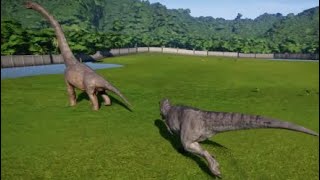 Dino Wars  highly modified TRex VS Brachiosaurus  will they fight Jurassic world evolution [upl. by Abbe897]