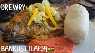 TASTIEST GHANA GRILLED TILAPIA AND BANKU FULL RECIPE [upl. by Hyatt]