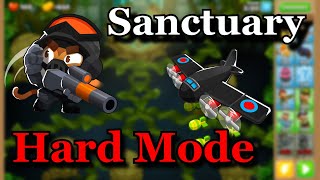 BTD6 Sanctuary  Hard Mode No Abilities or Monkey Knowledge Guide  Tutorial [upl. by Guss]