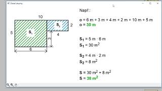 Výpočet obsahu složitějších útvarů Geometrie pro 5roč str 29 cv 2 [upl. by Airekahs]