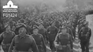 Australian troops sing waltzing matilda while marching in ww2 [upl. by Ahsille]