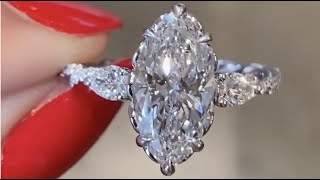 Marcellina  2ct Marquise Diamond Platinum Three Stone Rope Band Engagement Ring [upl. by Ilatfan701]