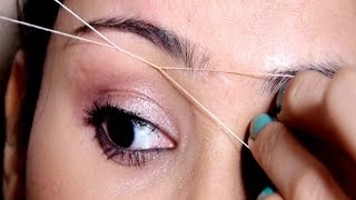 Painless Eyebrow Threading Tutorial At Home Useful Tips  SUPER EASY [upl. by Caughey]