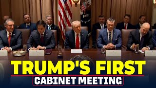 President Donald Trumps first Cabinet meeting Elon Musk DOGE USA America Federal Workers [upl. by Grantley]