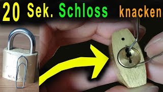 Schloss öffnen mit Büroklammer  Anleitung  Lockpicking [upl. by Sherilyn958]