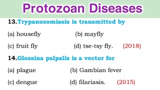 Parasitology MCQ Questions  Protozoan disease MCQ [upl. by Knut759]