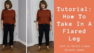 Tutorial How To Take In A Flared Jean Leg [upl. by Irmgard]