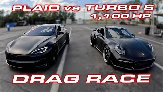 1000 HP Porsche Turbo S vs Tesla Plaid and World Record McLaren Spider 14 Mile [upl. by Leyla]