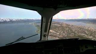 Approach and landing in Tromsø  North Norway  cockpit view  SAAB 340 [upl. by Aufmann881]