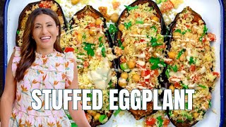 Easy Vegetarian Stuffed Eggplant  The Mediterranean Dish [upl. by Alhahs]