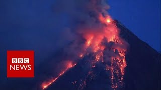 Timelapse of Philippines volcano eruption  BBC News [upl. by Ellertnom]