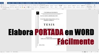 CÓMO HACER UNA PORTADA EN WORD FÁCILMENTE [upl. by Birmingham701]