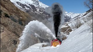 DFB Dampfschneeschleuder R12 im Frühlingsschnee 2021 Steam snow plough in the swiss mountains [upl. by Eberhart]