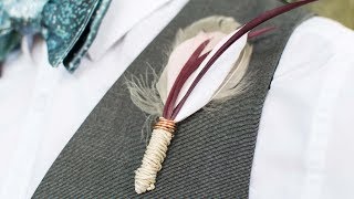 Easy DIY Boutonniere  Using Feathers [upl. by Landmeier285]