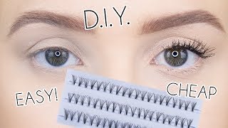 HOW TO APPLY INDIVIDUAL LASHES ON YOURSELF  DIY EYELASH EXTENSIONS TEMPORARY [upl. by Nwahsd]