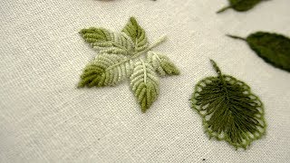 HAND EMBROIDERY LEAVES FOR BEGINNERS  06 Types of Leaves [upl. by Denton]