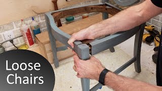 How to Repair Loose Chairs  Wood Furniture Restoration [upl. by Ylevol]