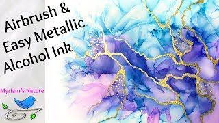 98 Alcohol Inks  EASY Way to Add Metallics on Airbrushed or Any Painting [upl. by Elylrac184]