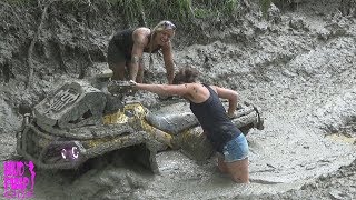 MUD GIRLS STUCK ATV OFF ROAD FUN [upl. by Edmonda]