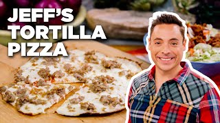 Crispy Tortilla Pizza with Jeff Mauro  The Kitchen  Food Network [upl. by Eedoj]