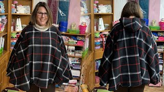 EASY DIY ADULT HOODED PONCHO QUILTING AND SEWING [upl. by Assin]