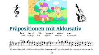 Learn German A1A2  prepositions with accusative with a SONG  part 1 [upl. by Acima]