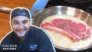 How To Cook The Perfect Steak In A Stainless Steel Pan [upl. by Hamrnand]