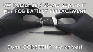 How to Replace VW Passat B8 Skoda Superb III Key Battery [upl. by Inoj467]