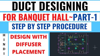 Duct Design Calculation in Hindi I Banquet Hall Duct Design With Diffuser Placement Part1 [upl. by Aicirtac]