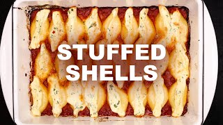 Stuffed shells with garlic bread [upl. by Itak]