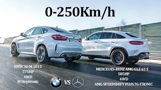 COMPARATIVE BMW X6 M 2015 575Hp Vs MERCEDES BENZ AMG GLE63 S 2015 585Hp  4WD Vs 4WD [upl. by Rezzani]