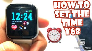 HOW TO SET THE TIME AND DATE ON Y68 SMARTWATCH  TUTORIAL  ENGLISH [upl. by Ziladnerb623]