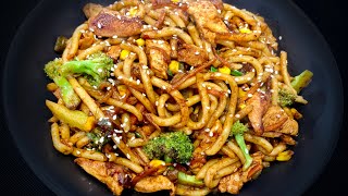 Stir fried Udon noodles  Chicken Udon noodles  Easy and quick Stirfry Udon noodles Recipe [upl. by Bolger]