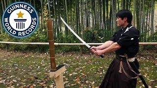 Martial Arts Master Attempts Katana World Record  Guinness World Records [upl. by Tsuda]