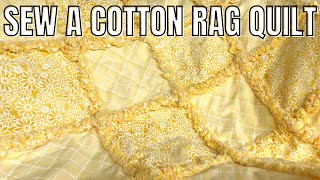 HOW TO MAKE A COTTON RAG QUILT Beginner Sewing Project Easy Cotton Rag Quilt with Flannel Batting [upl. by Godric328]