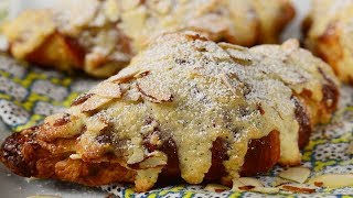 Almond Croissants Recipe Demonstration  Joyofbakingcom [upl. by Garris]