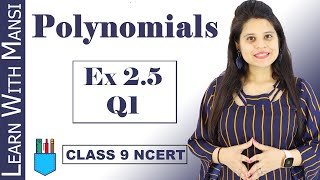 Class 9 Maths  Chapter 2  Exercise 25 Q1  Polynomials  NCERT [upl. by Akimed369]