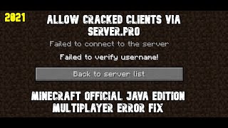 serverpro Fix quotFailed To Verify Username quot Error on Minecraft Official Java Edition Multiplayer [upl. by Nosrac]