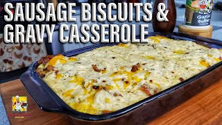 Sausage Biscuit and Gravy Casserole  BreakfastwithAB [upl. by Adleremse]